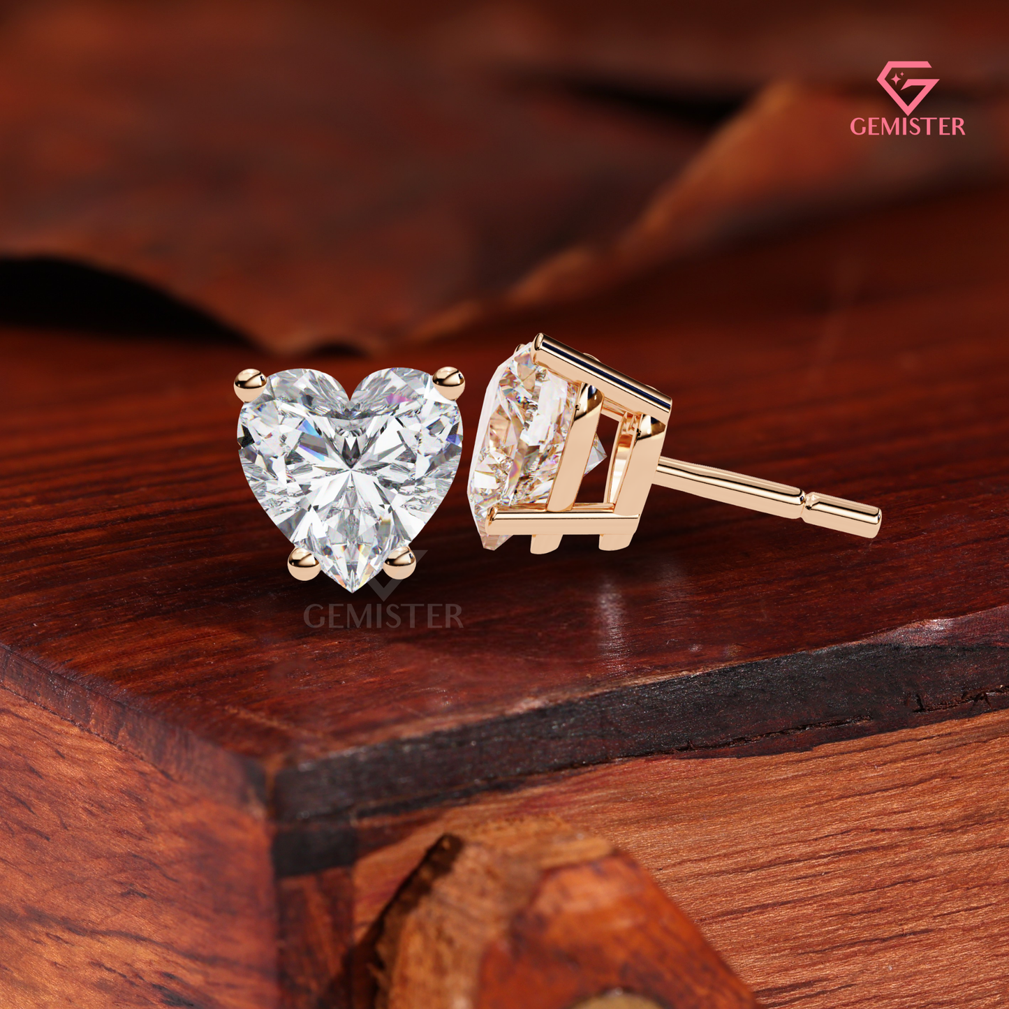 Heart-Shaped Moissanite Solitaire Stud Earrings | 14K White Gold