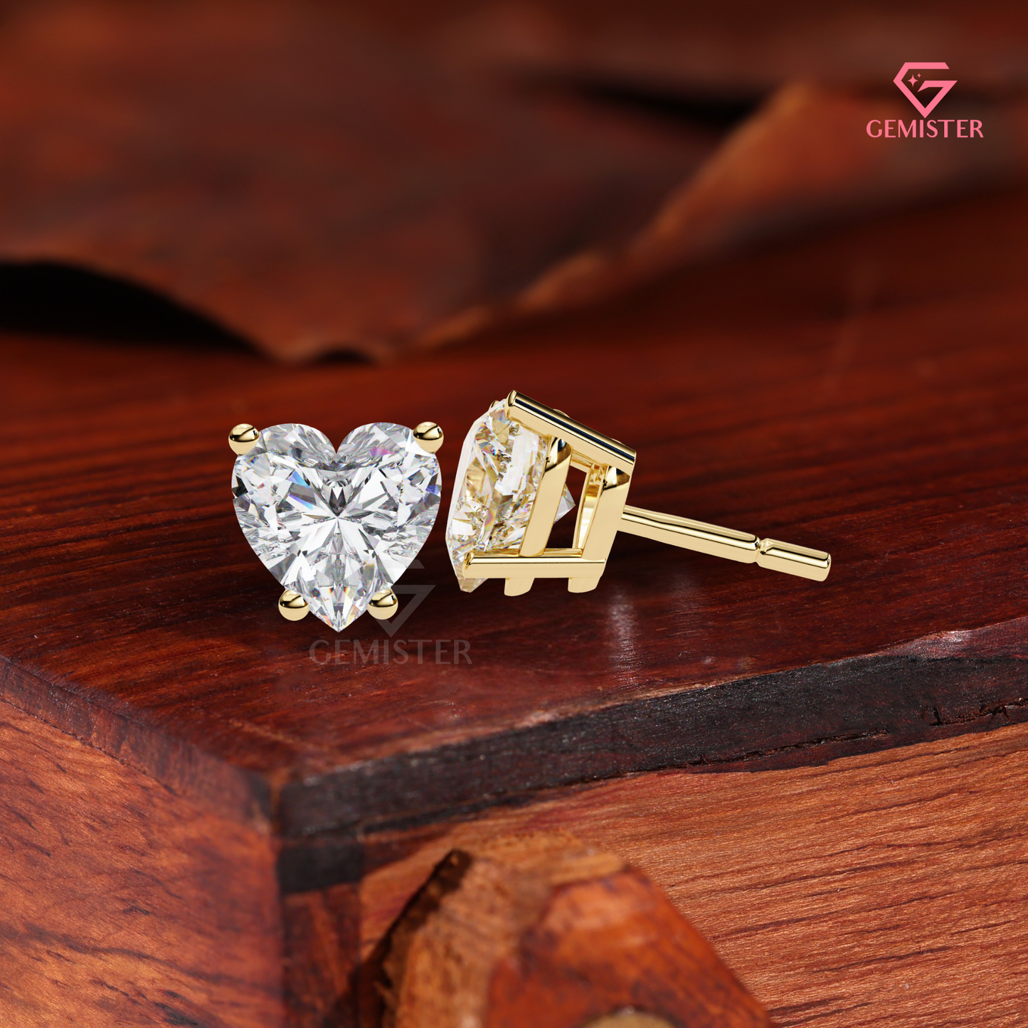 Heart-Shaped Moissanite Solitaire Stud Earrings | 14K White Gold