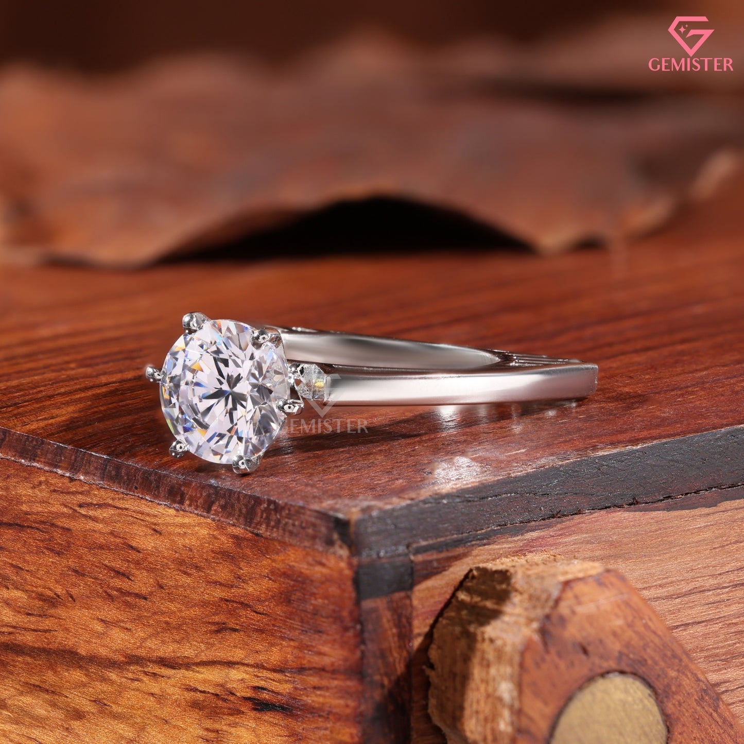 Round Brilliant Cut Moissanite Diamond 6-Prong Solitaire Engagement Ring, 14K White Gold