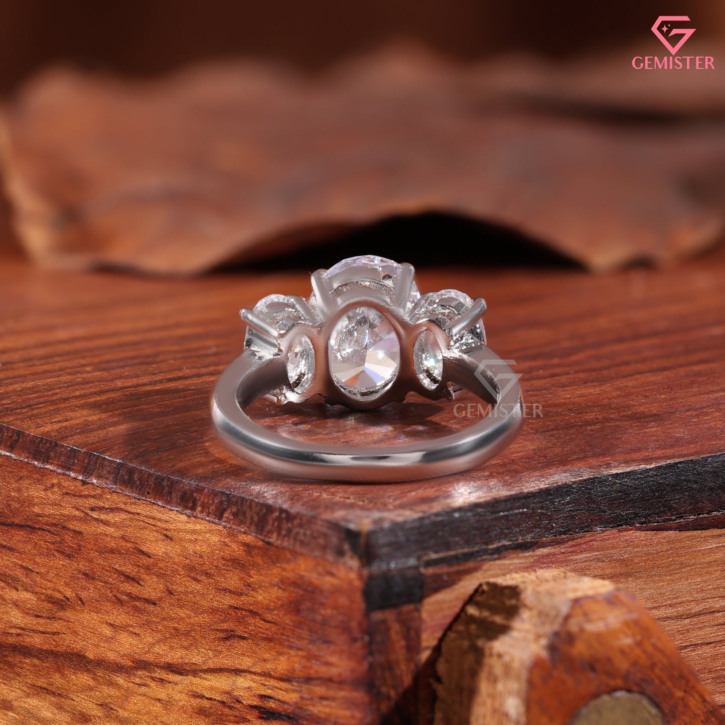 Oval Cut Diamond Three Stone Engagement Ring in 10K White Gold