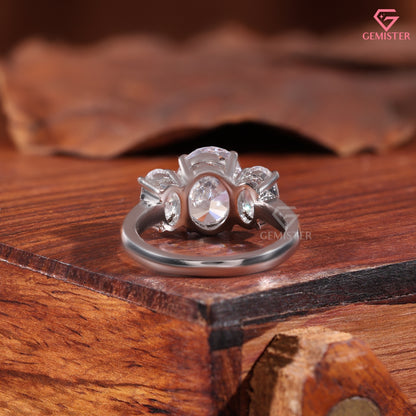 Oval Cut Diamond Three Stone Engagement Ring in 10K White Gold