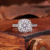 Classic Round Moissanite Halo Solitaire Ring, Micropave Statement Wedding Band
