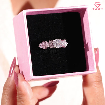 1CT Round Brilliant Cut Lab Grown Diamond Cluster Statement Ring in 14K White Gold