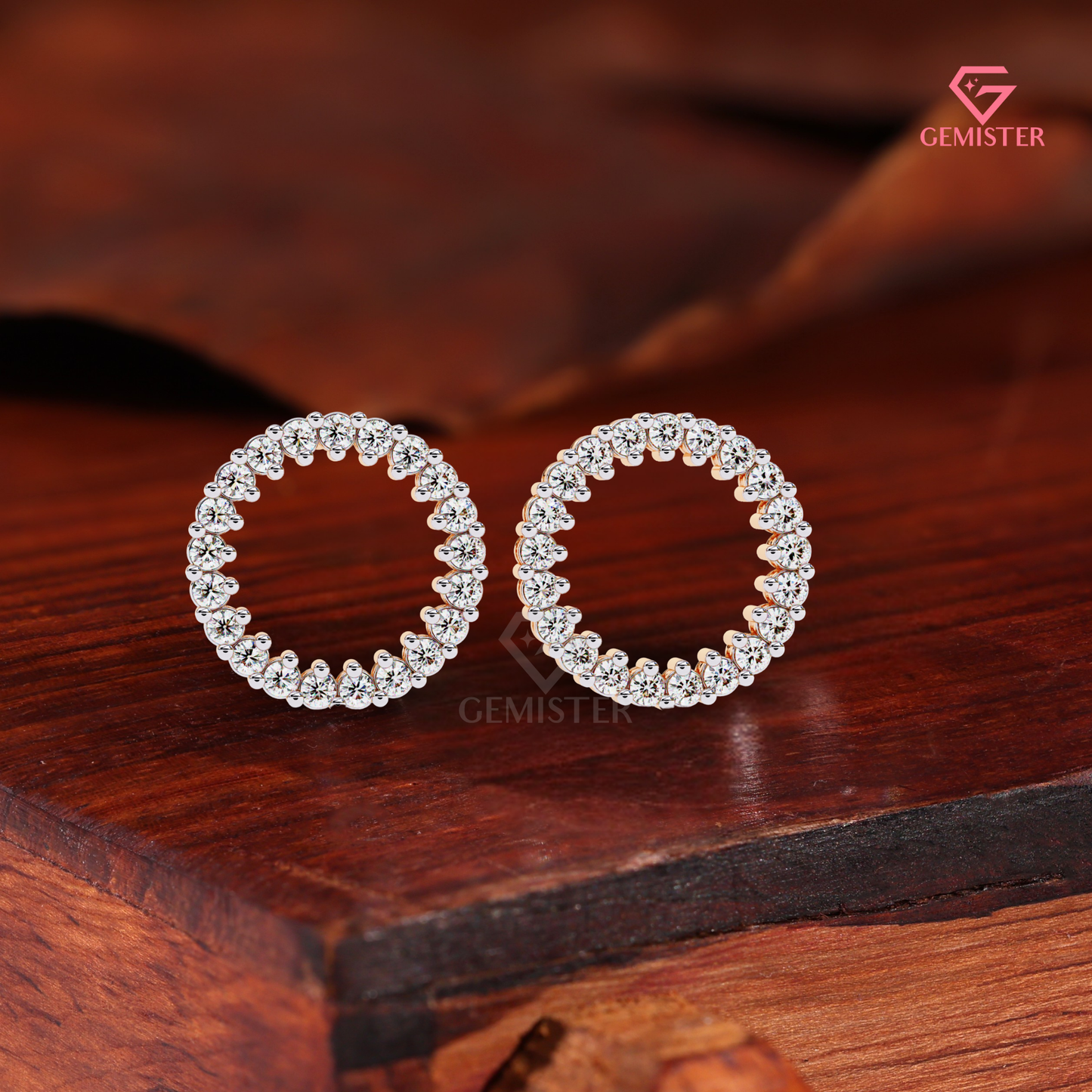 Moissanite "Circle of Life" Open Stud Earrings, 14K White Gold
