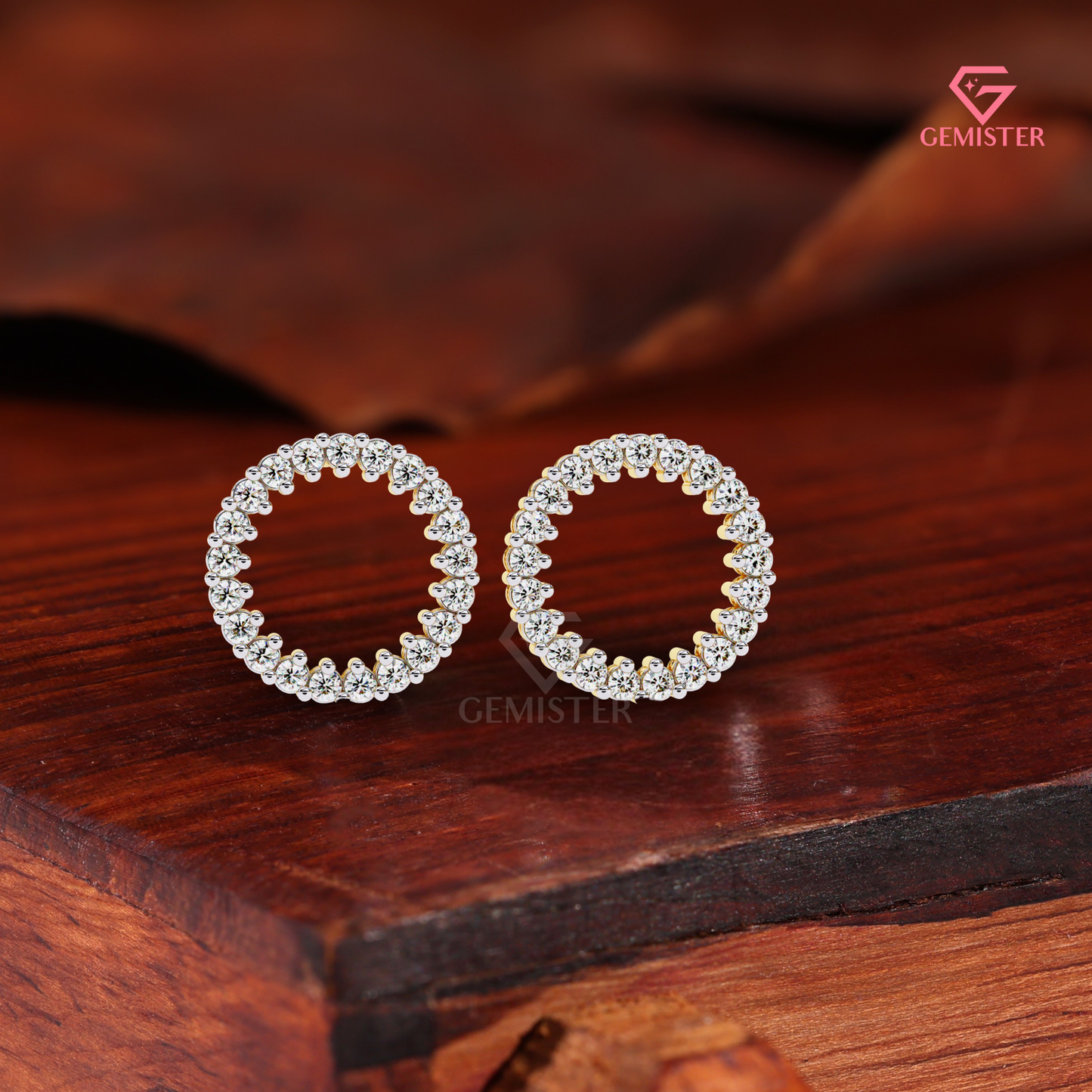 Moissanite "Circle of Life" Open Stud Earrings, 14K White Gold