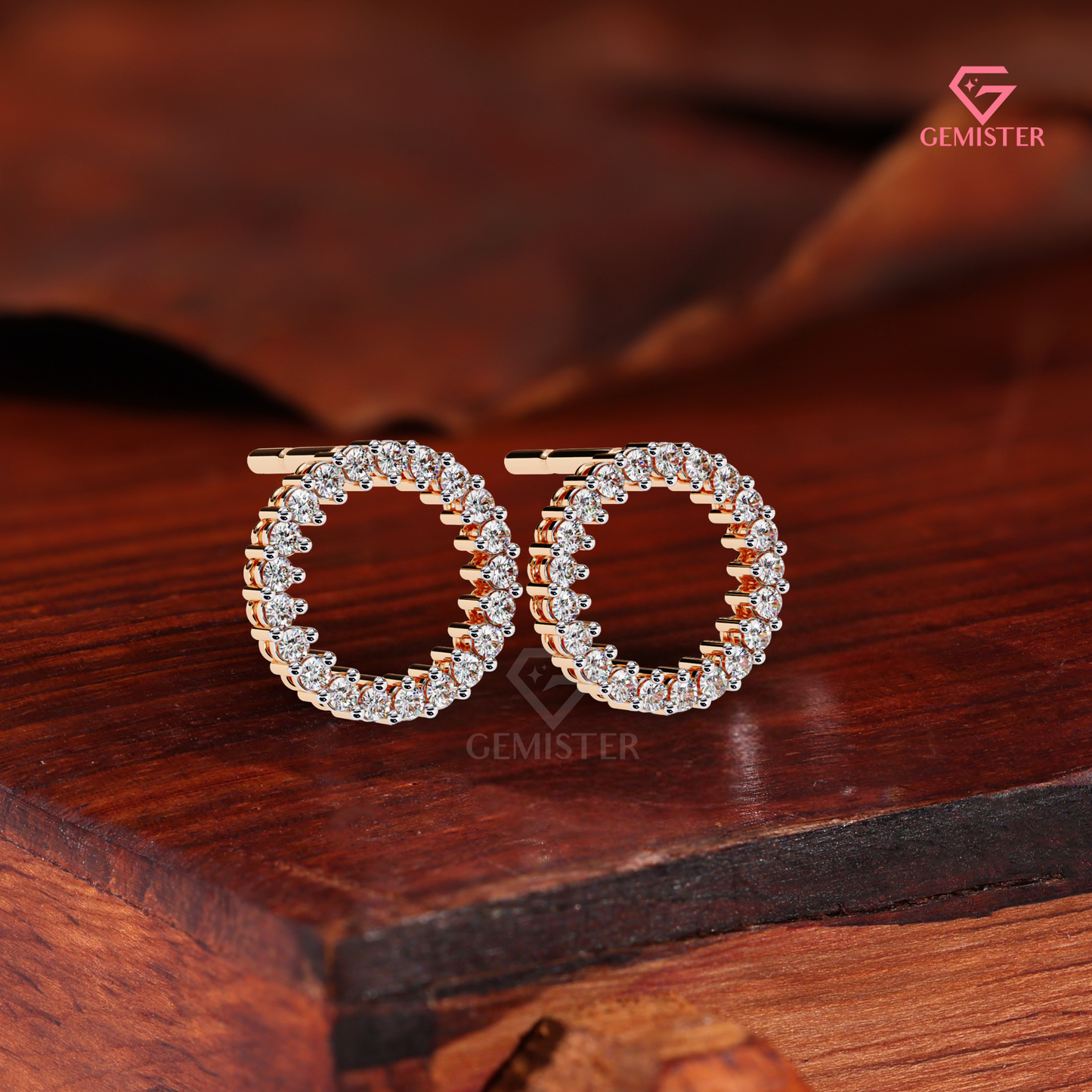 Moissanite "Circle of Life" Open Stud Earrings, 14K White Gold