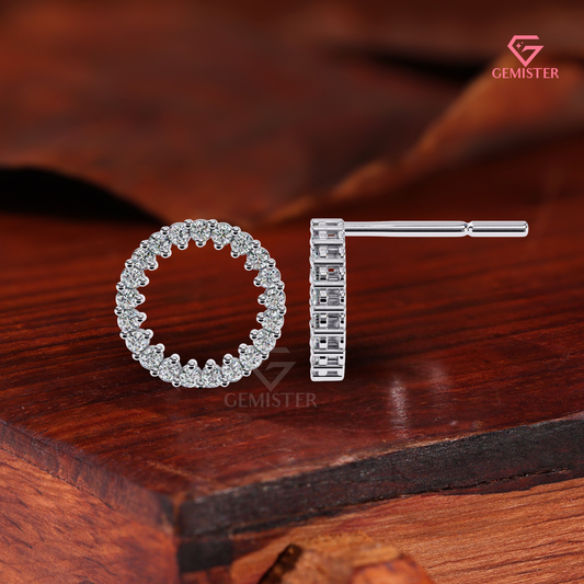 Moissanite "Circle of Life" Open Stud Earrings, 14K White Gold