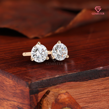 Round-Cut Moissanite 3-Prong Martini Stud Earrings | 14K Rose Gold