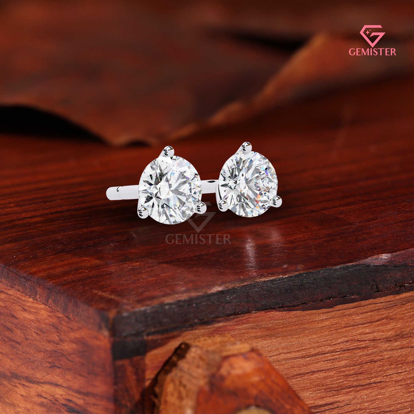 Round-Cut Moissanite 3-Prong Martini Stud Earrings | 14K Rose Gold