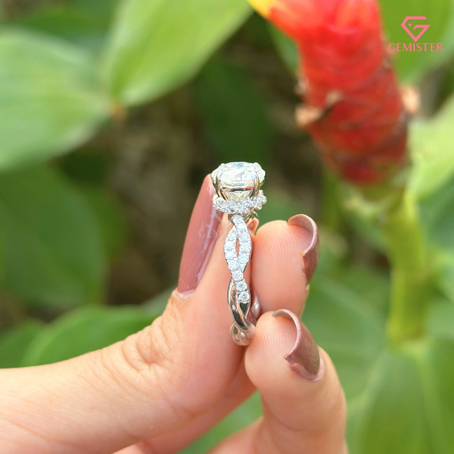 2 CT Round Brilliant Cut Lab Grown Diamond Engagement Ring, Twisted Infinity Vine Diamond Ring