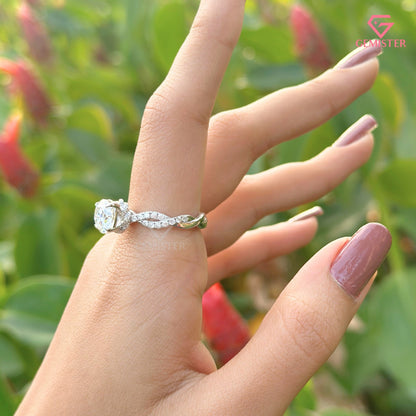 2 CT Round Brilliant Cut Lab Grown Diamond Engagement Ring, Twisted Infinity Vine Diamond Ring