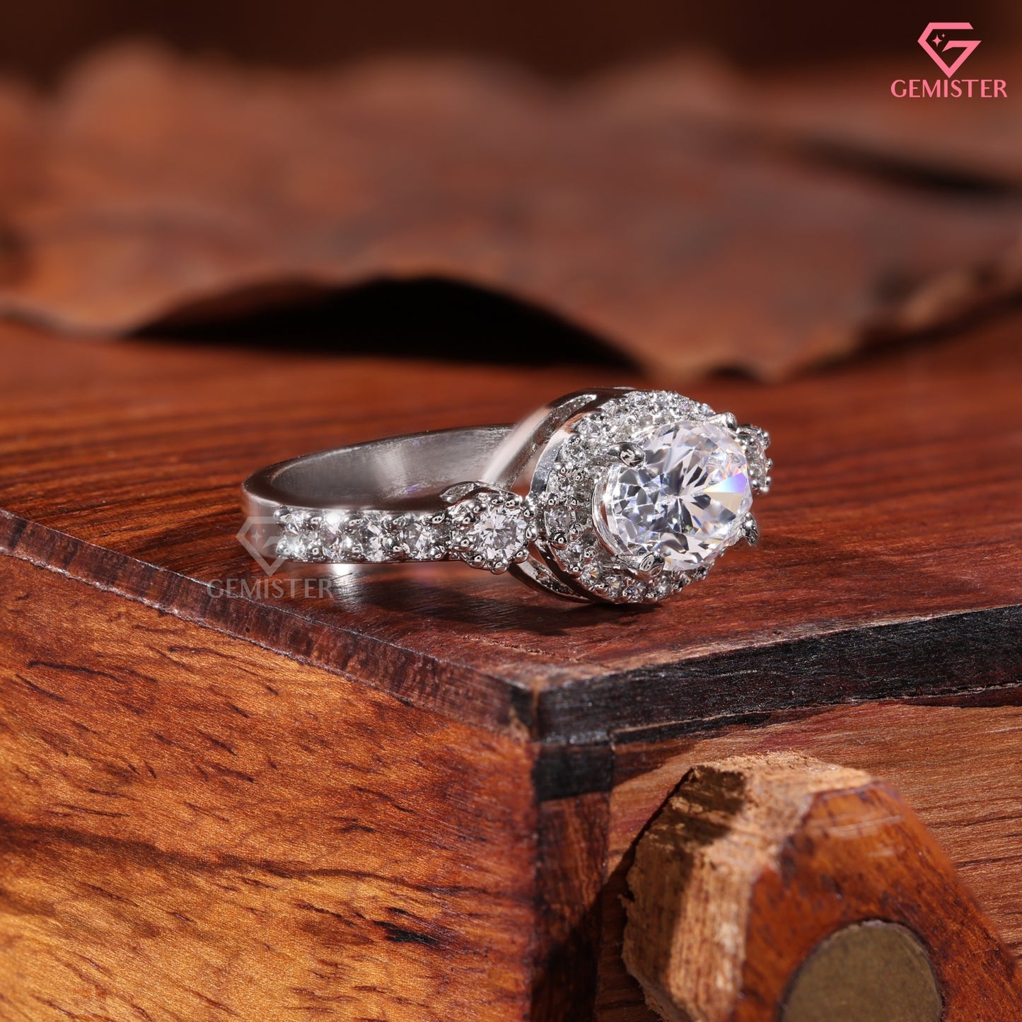 Horizontal Oval Lab-Created Diamond Engagement Ring 14K White Gold Vintage Halo