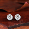 Round-Cut Moissanite Triple-Prong Compass Studs | 14K White Gold