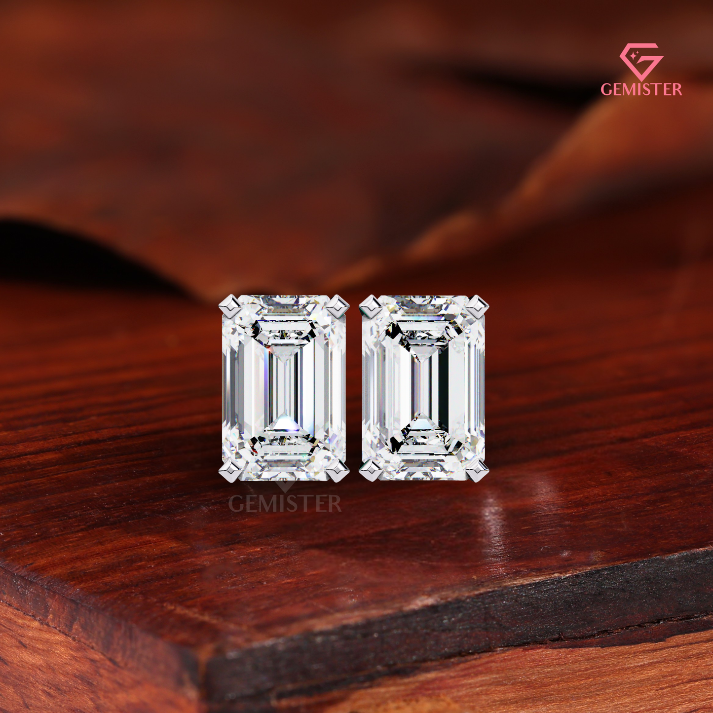 2.00 TCW Emerald Cut Lab Grown Diamond Stud Earrings, 14K Rose Gold, Solitaire Earrings