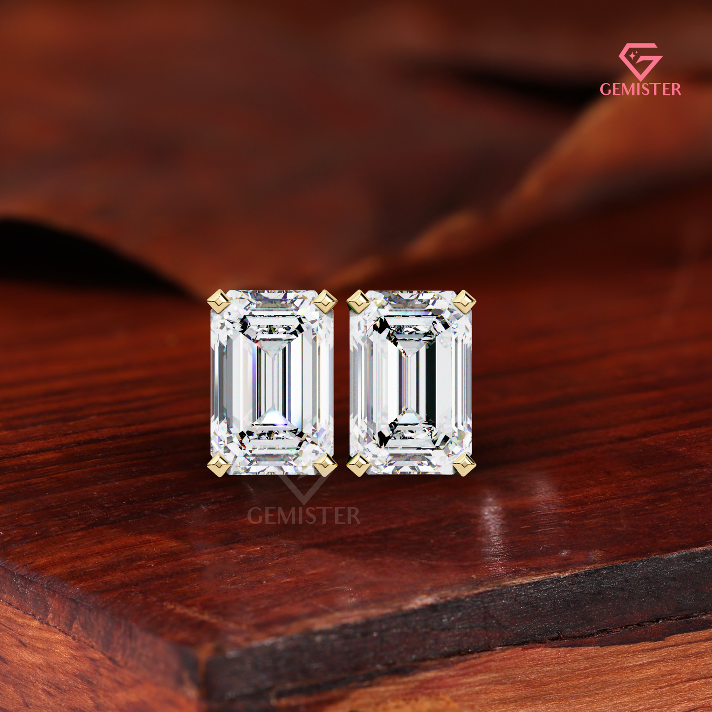 2.00 TCW Emerald Cut Lab Grown Diamond Stud Earrings, 14K Rose Gold, Solitaire Earrings