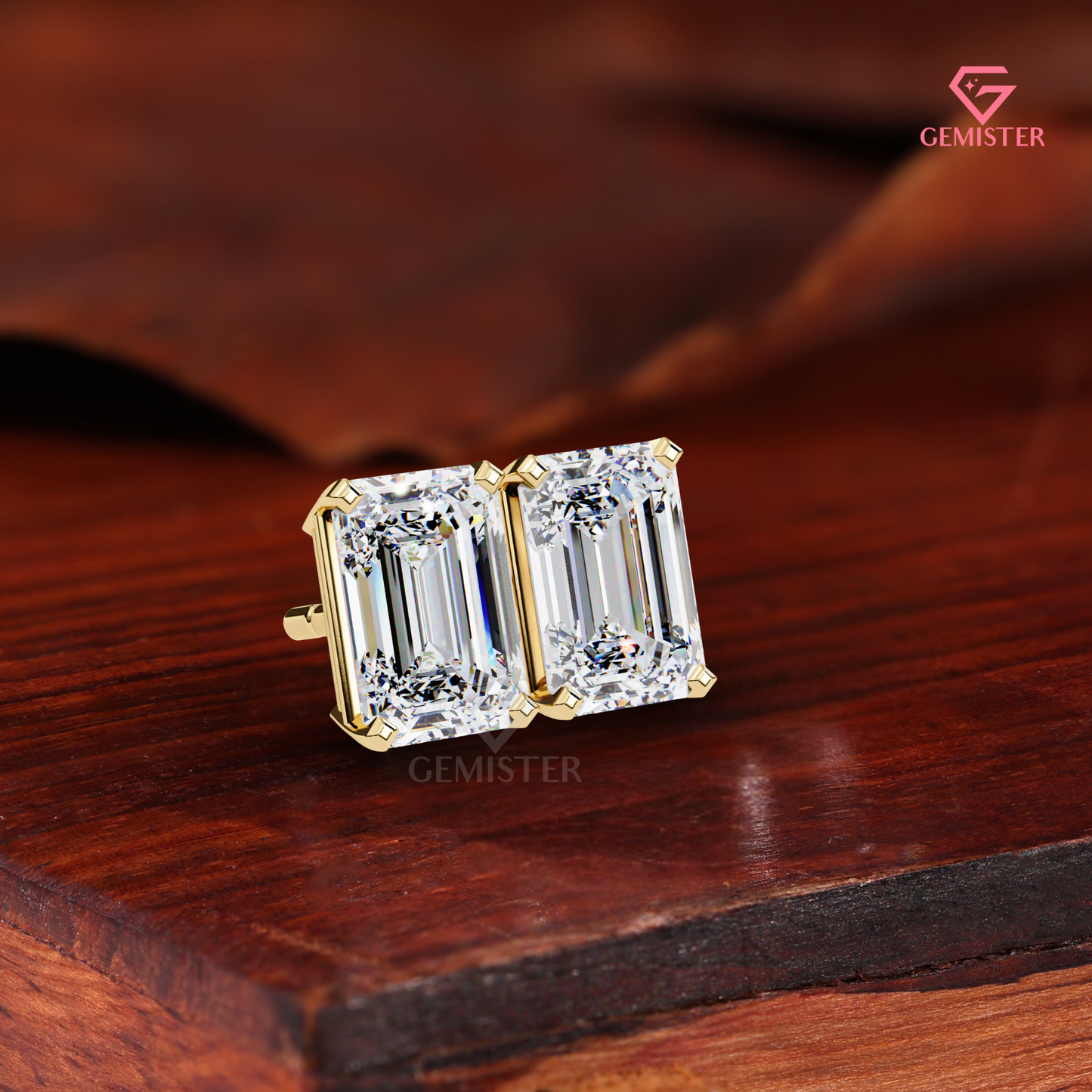 2.00 TCW Emerald Cut Lab Grown Diamond Stud Earrings, 14K Rose Gold, Solitaire Earrings