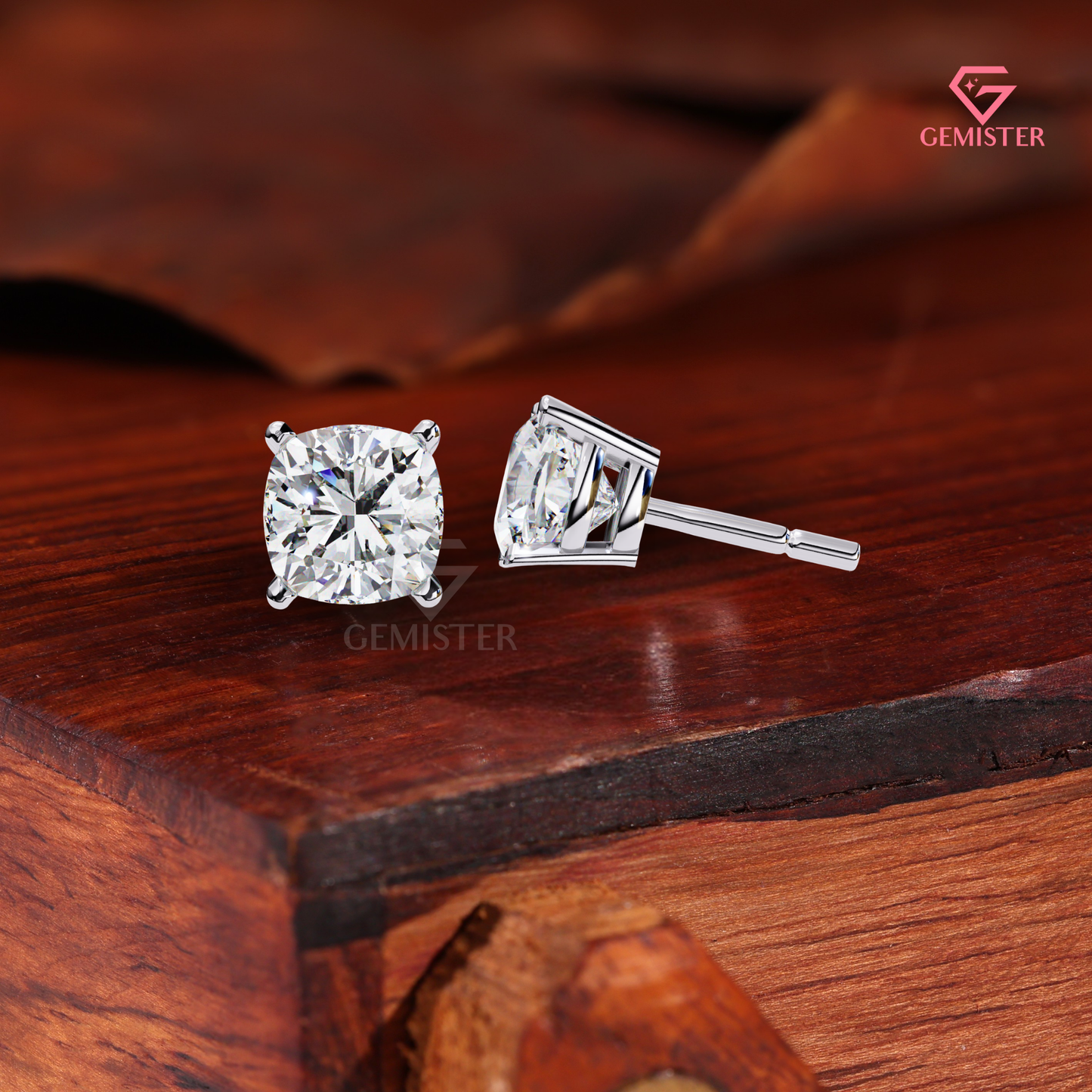 The Vintage Solitaire: Cushion-Shaped Diamond Studs | Handcrafted Fine Jewelry