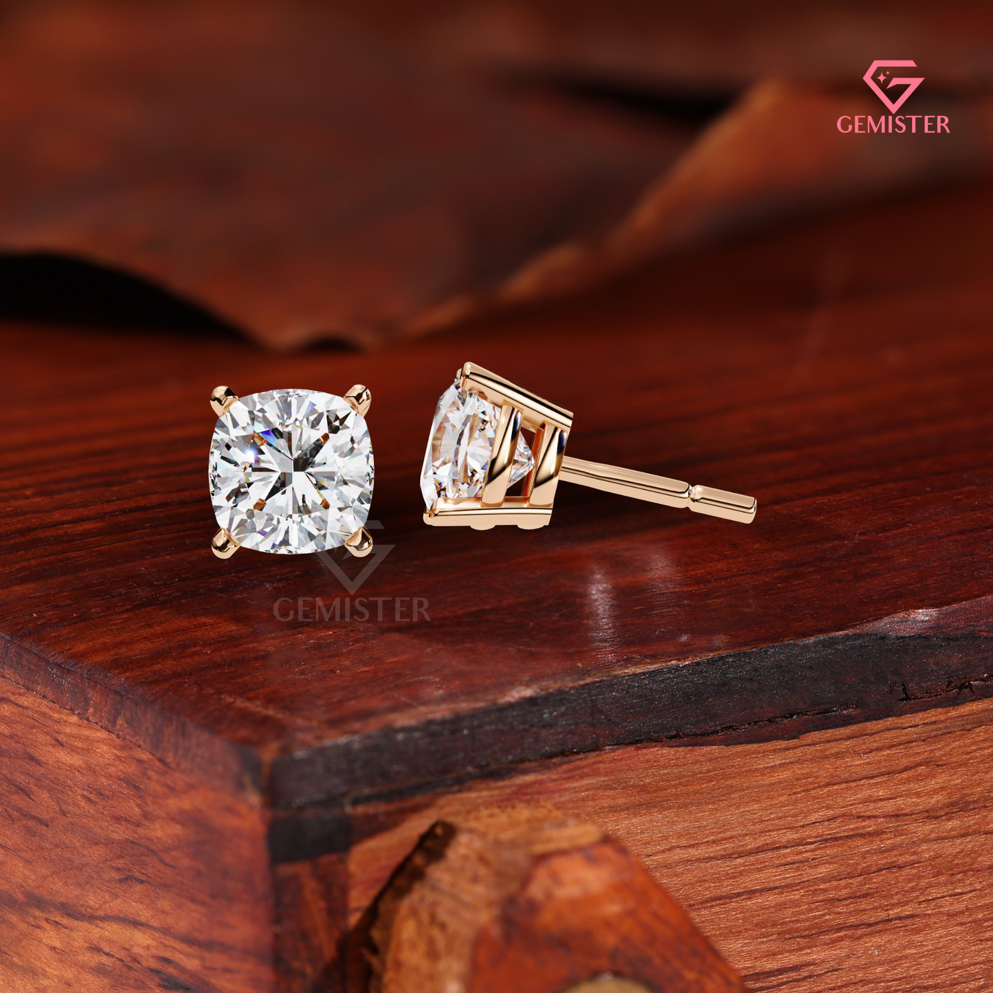 The Vintage Solitaire: Cushion-Shaped Diamond Studs | Handcrafted Fine Jewelry