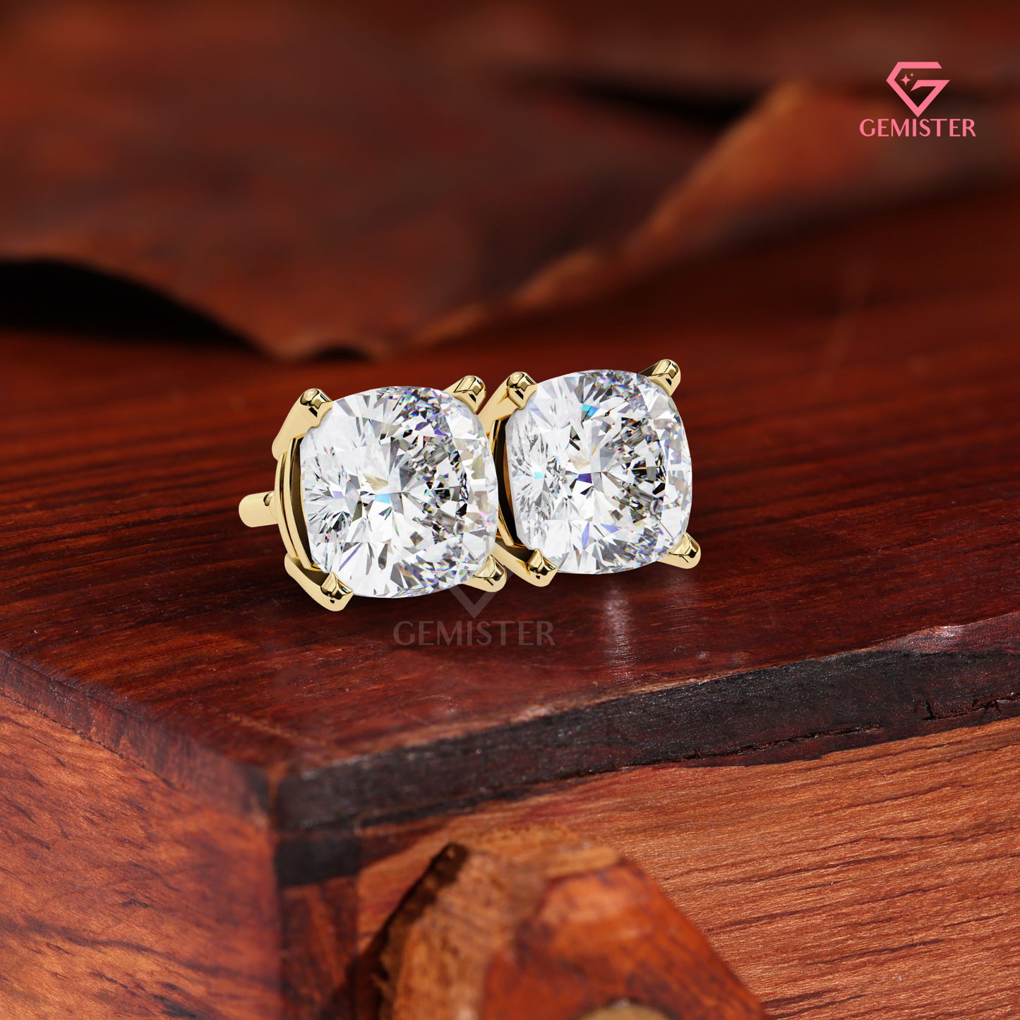 The Vintage Solitaire: Cushion-Shaped Diamond Studs | Handcrafted Fine Jewelry