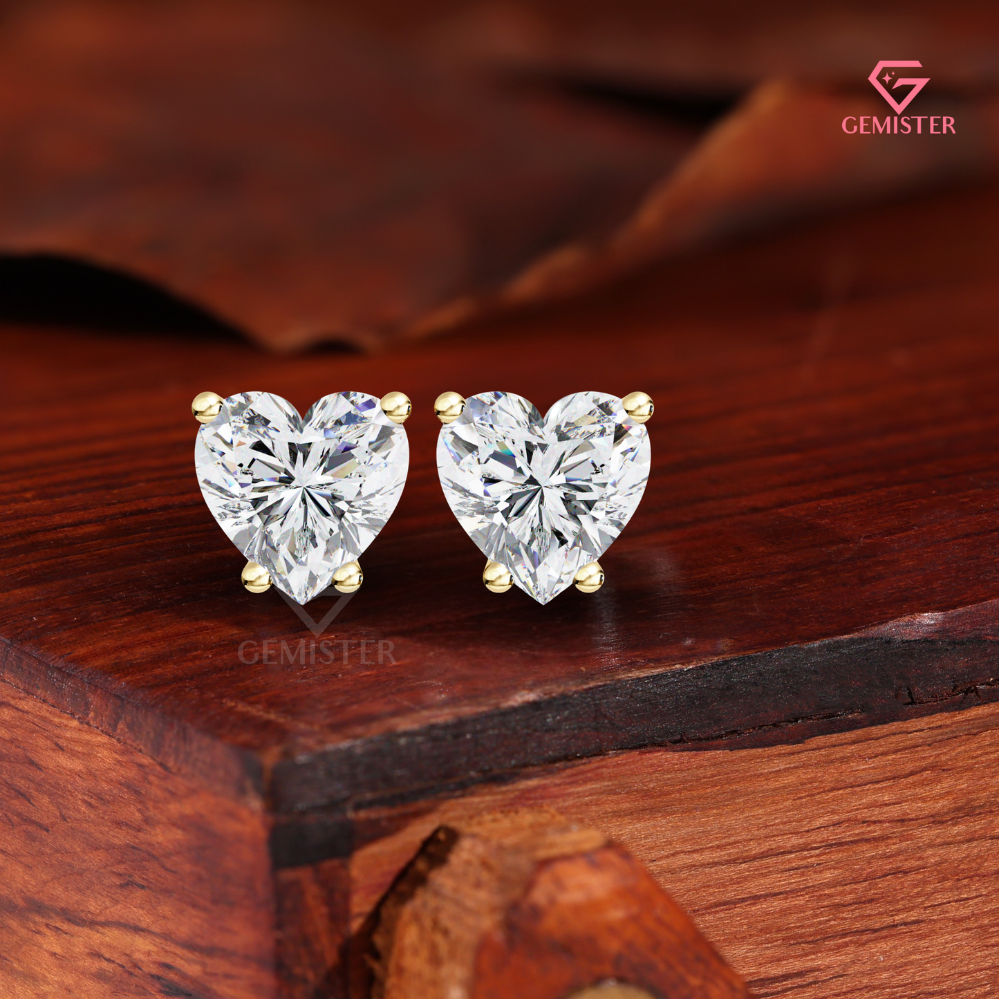 Heart-Shaped Moissanite Solitaire Stud Earrings | 14K White Gold