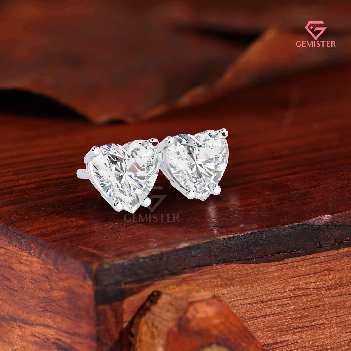 Heart-Shaped Moissanite Solitaire Stud Earrings | 14K White Gold