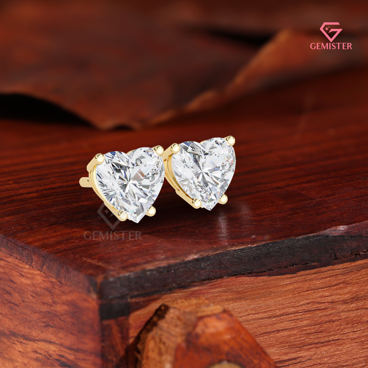 Heart-Shaped Moissanite Solitaire Stud Earrings | 14K White Gold