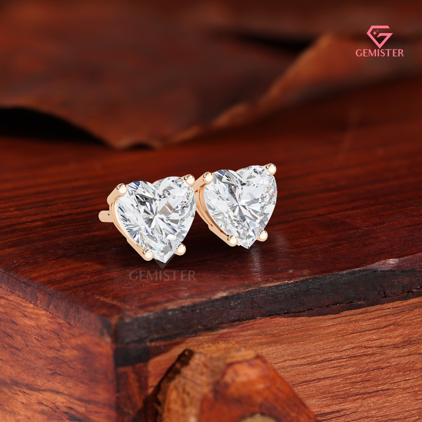 Heart-Shaped Moissanite Solitaire Stud Earrings | 14K White Gold