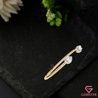 Elegant 1.17 CT Pear Cut Moissanite Open Bangle Bracelet