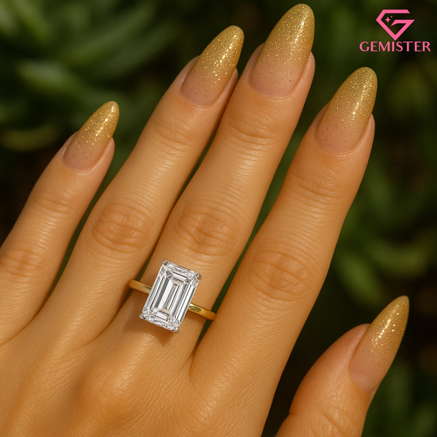 2.56 CT Emerald Cut Moissanite Engagement Ring – Classic Solitaire in Solid Gold, Timeless Bridal Jewelry