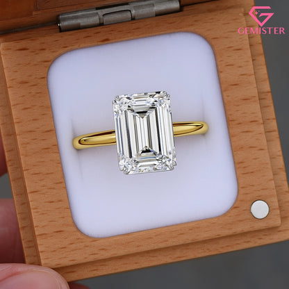 2.56 CT Emerald Cut Moissanite Engagement Ring – Classic Solitaire in Solid Gold, Timeless Bridal Jewelry