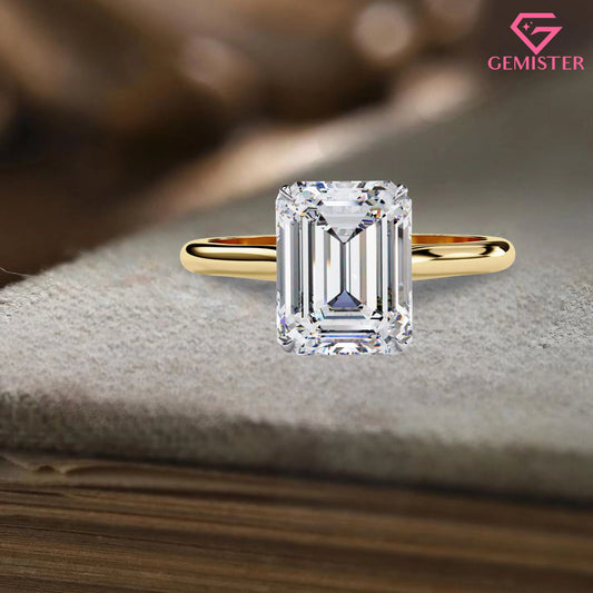 2.56 CT Emerald Cut Moissanite Engagement Ring – Classic Solitaire in Solid Gold, Timeless Bridal Jewelry
