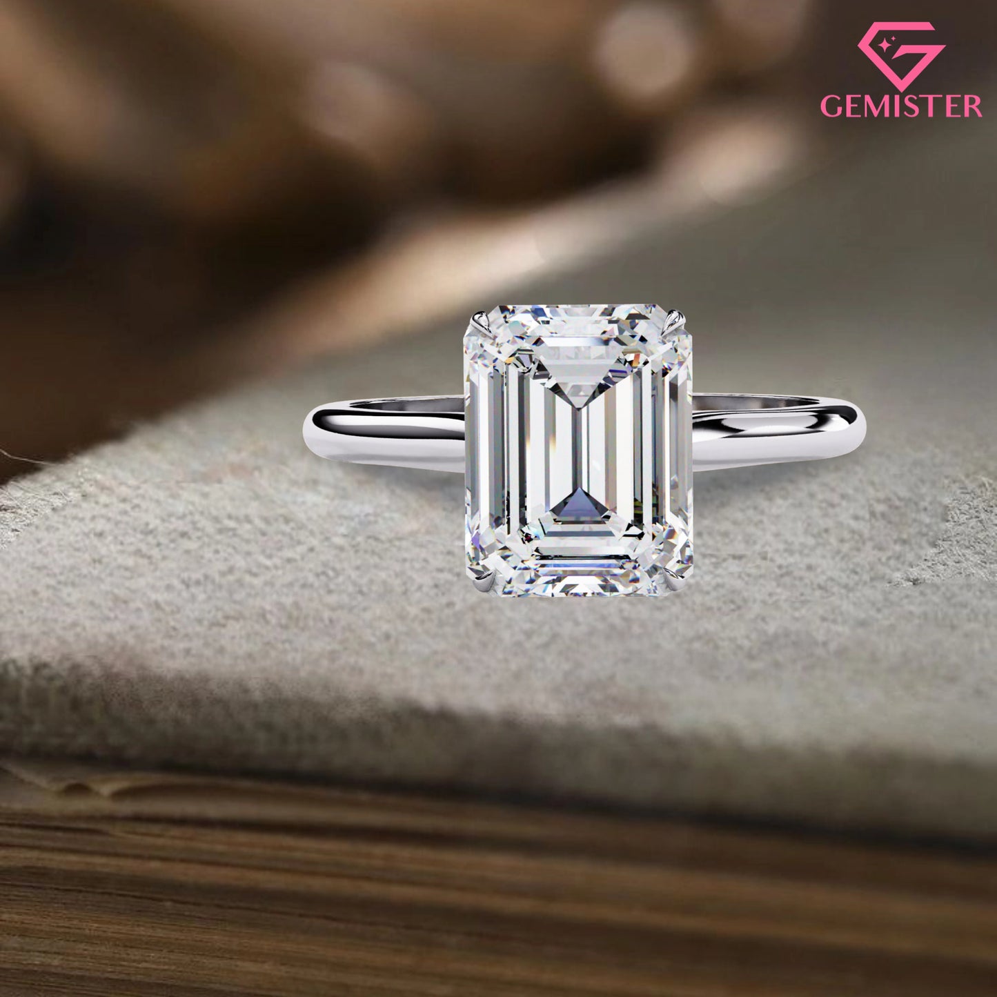 2.56 CT Emerald Cut Moissanite Engagement Ring – Classic Solitaire in Solid Gold, Timeless Bridal Jewelry