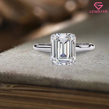 2.56 CT Emerald Cut Moissanite Engagement Ring – Classic Solitaire in Solid Gold, Timeless Bridal Jewelry