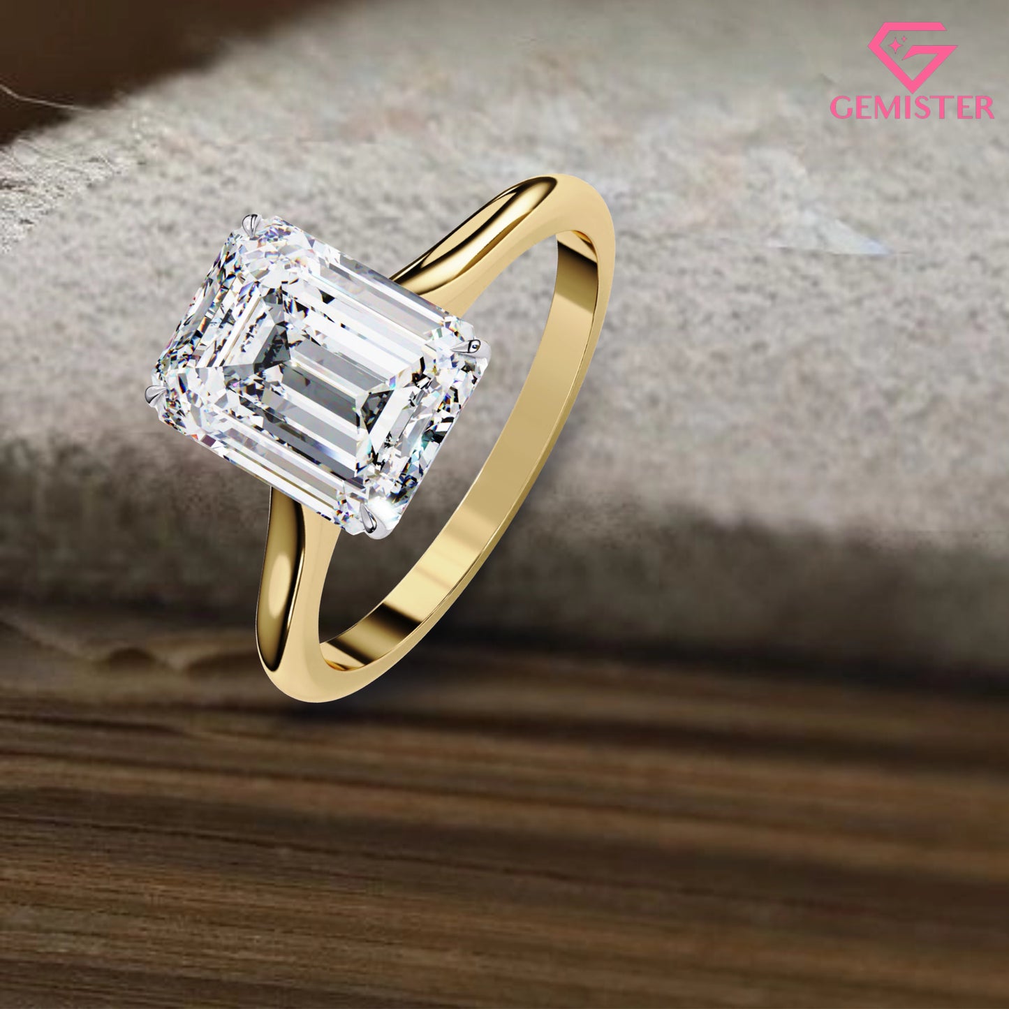 2.56 CT Emerald Cut Moissanite Engagement Ring – Classic Solitaire in Solid Gold, Timeless Bridal Jewelry