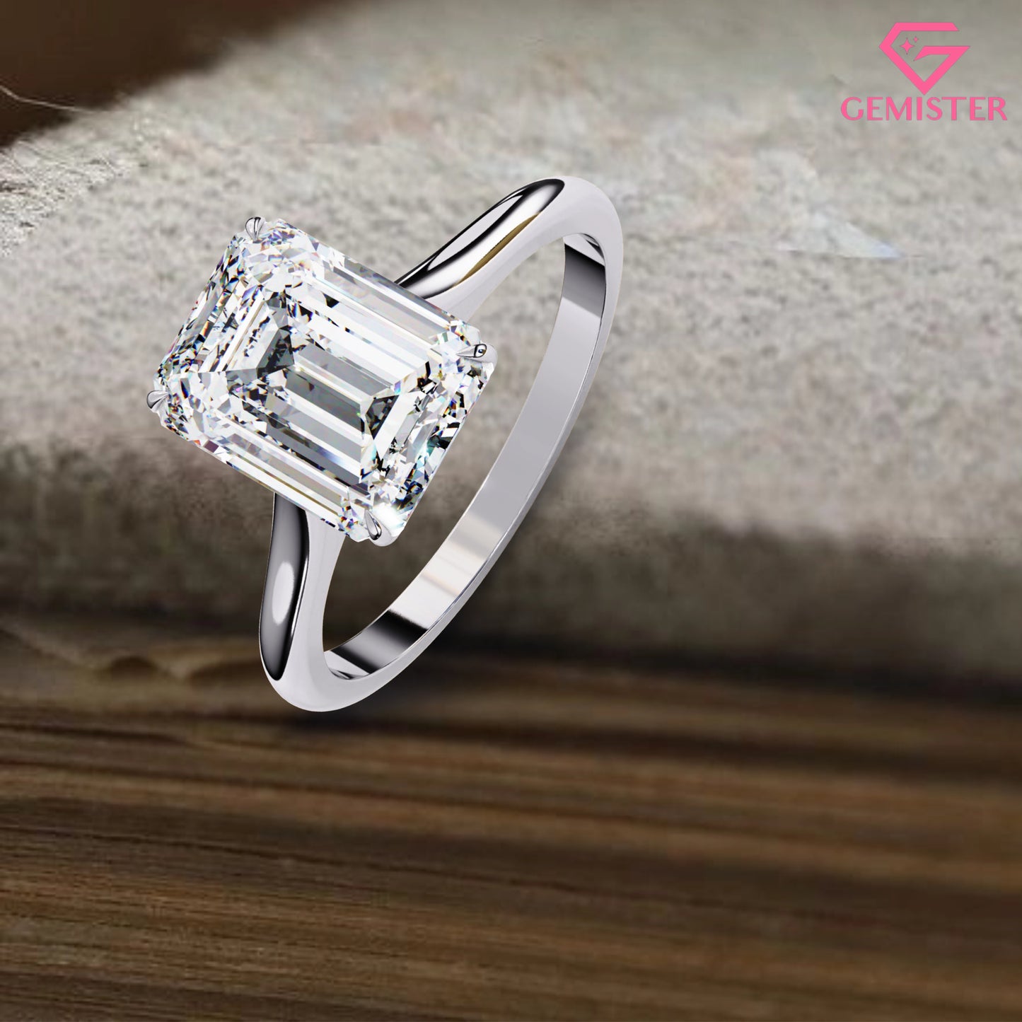 2.56 CT Emerald Cut Moissanite Engagement Ring – Classic Solitaire in Solid Gold, Timeless Bridal Jewelry