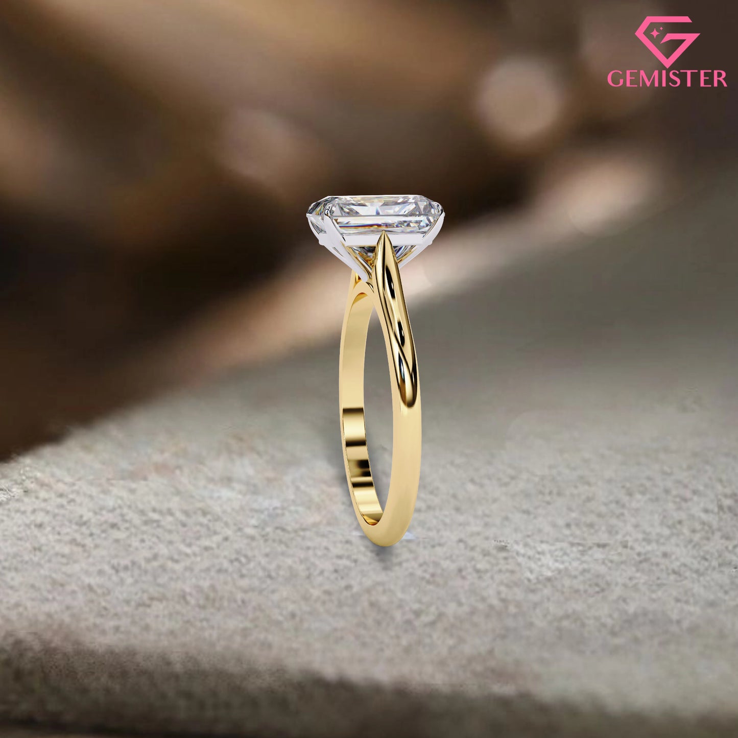 2.56 CT Emerald Cut Moissanite Engagement Ring – Classic Solitaire in Solid Gold, Timeless Bridal Jewelry