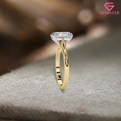 2.56 CT Emerald Cut Moissanite Engagement Ring – Classic Solitaire in Solid Gold, Timeless Bridal Jewelry
