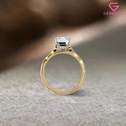 2.56 CT Emerald Cut Moissanite Engagement Ring – Classic Solitaire in Solid Gold, Timeless Bridal Jewelry