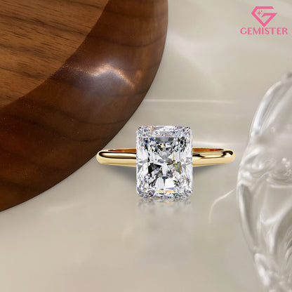 Elegant 2.94 CT Radiant Cut Moissanite Engagement Ring – Classic Gold Solitaire Bridal Ring