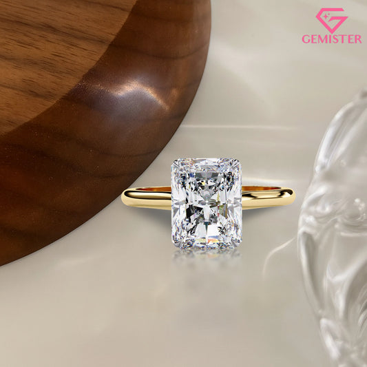 Elegant 2.94 CT Radiant Cut Moissanite Engagement Ring – Classic Gold Solitaire Bridal Ring