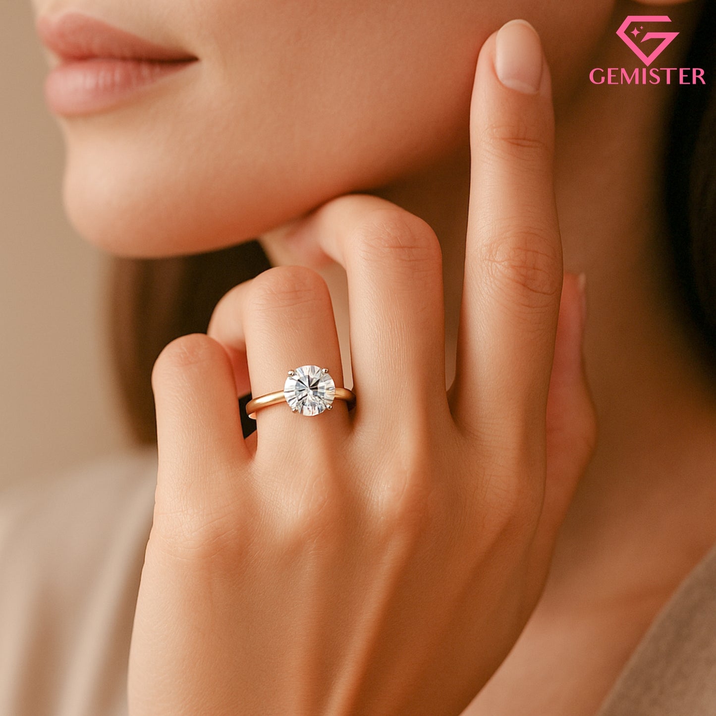 Elegant 1.92 CT Round Brilliant Cut Moissanite Engagement Ring – Solid Gold Solitaire Bridal Ring