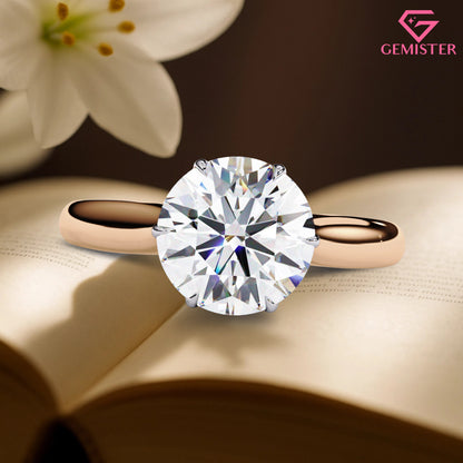 Elegant 1.92 CT Round Brilliant Cut Moissanite Engagement Ring – Solid Gold Solitaire Bridal Ring