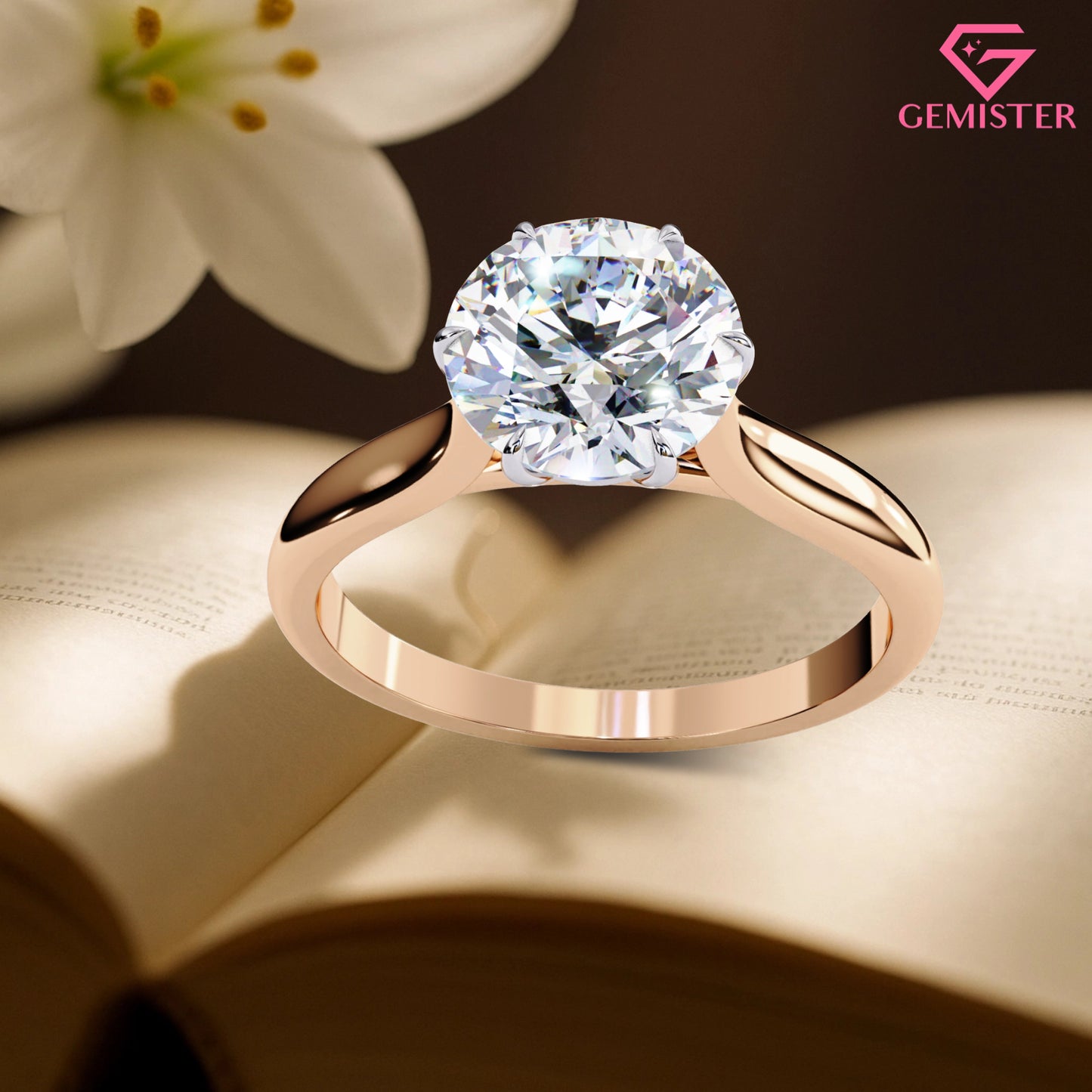 Elegant 1.92 CT Round Brilliant Cut Moissanite Engagement Ring – Solid Gold Solitaire Bridal Ring