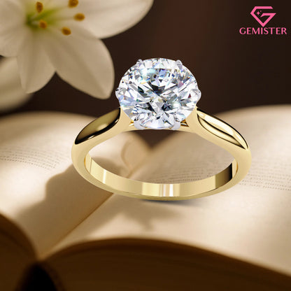 Elegant 1.92 CT Round Brilliant Cut Moissanite Engagement Ring – Solid Gold Solitaire Bridal Ring