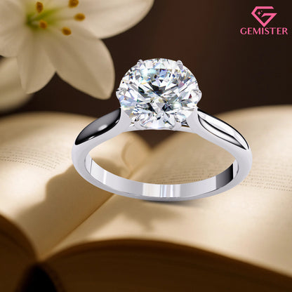 Elegant 1.92 CT Round Brilliant Cut Moissanite Engagement Ring – Solid Gold Solitaire Bridal Ring