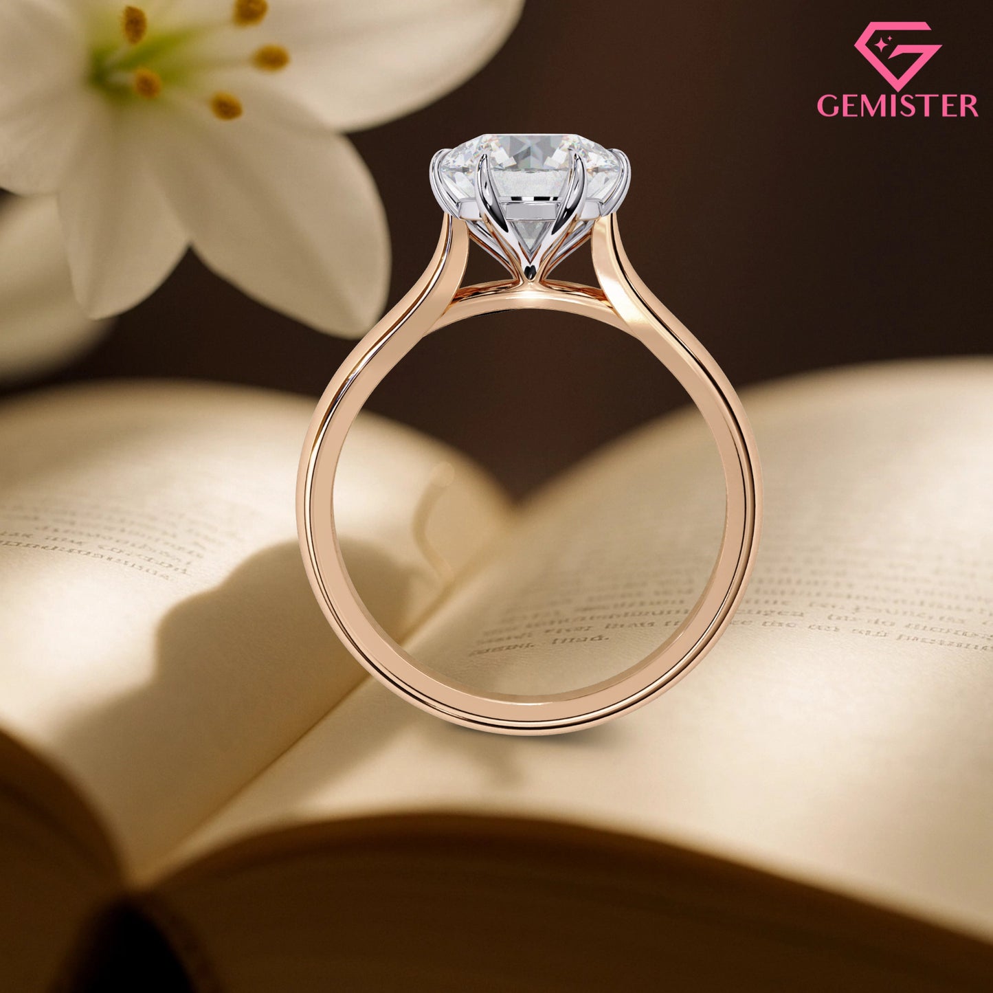 Elegant 1.92 CT Round Brilliant Cut Moissanite Engagement Ring – Solid Gold Solitaire Bridal Ring