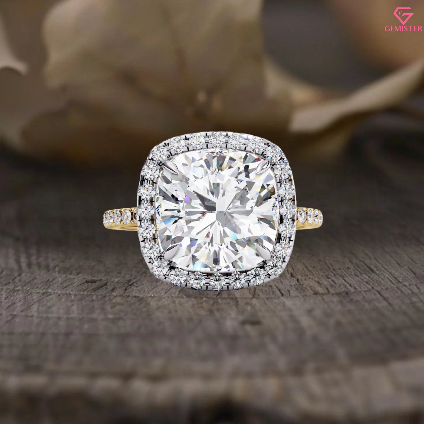 2.99 CT Cushion Cut Lab Grown Diamond Halo Engagement Ring with Diamond Accents – Classic Bridal Jewelry