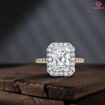 2.92 CT Radiant Cut Moissanite Double Halo Engagement Ring with Diamond Accents – Luxury Bridal Jewelry