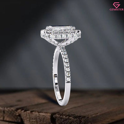 2.92 CT Radiant Cut Moissanite Double Halo Engagement Ring with Diamond Accents – Luxury Bridal Jewelry