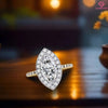 2.16 CT Marquise Cut Lab Grown Diamond Halo Engagement Ring with Diamond Accents – Elegant Bridal Jewelry